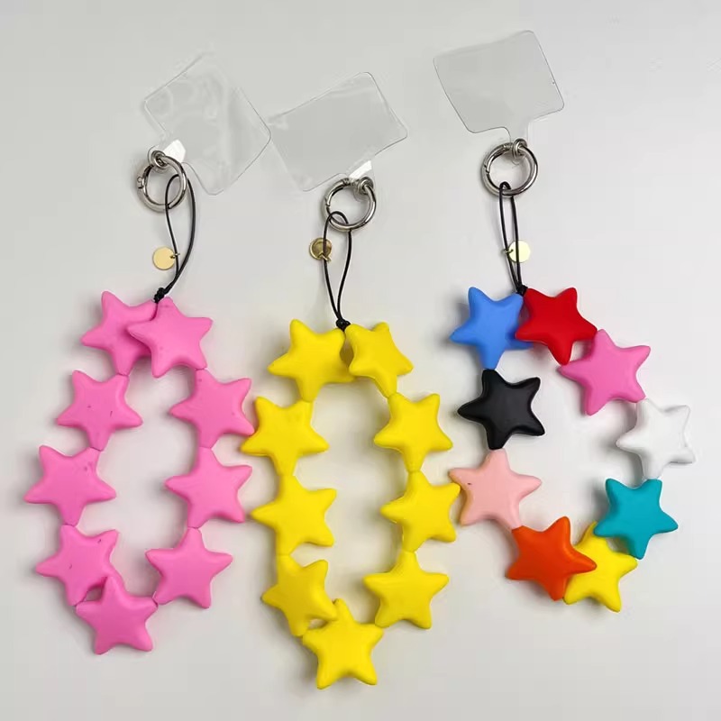 Color Long Alloy Five-pointed Star Mobile Phone Chain