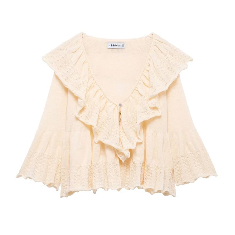 Off White Layered Knit Lace Top