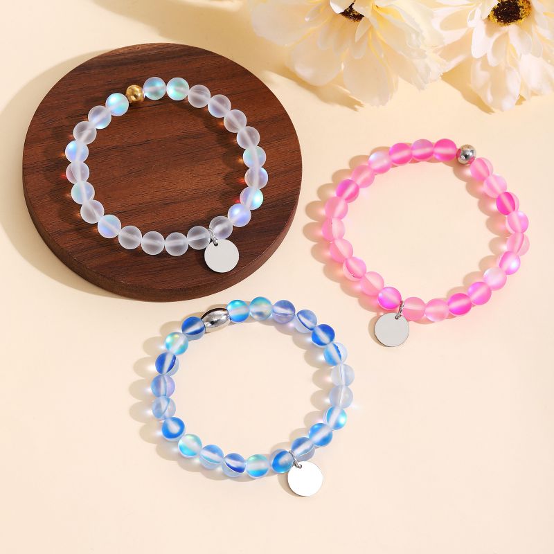 1 Piece Ab Bead Tag Beaded Bracelet Blue Geometric Beaded Medallion Bracelet