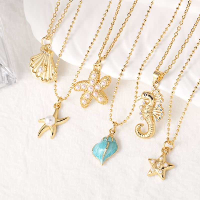 E Copper Seahorse Necklace