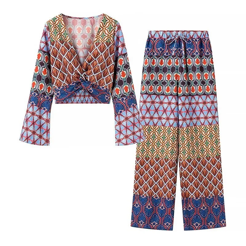 Jacket Polyester Printed Knot Top
