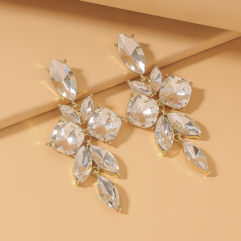 Green Exaggerated Teardrop Earrings Irregular Crystal Earrings