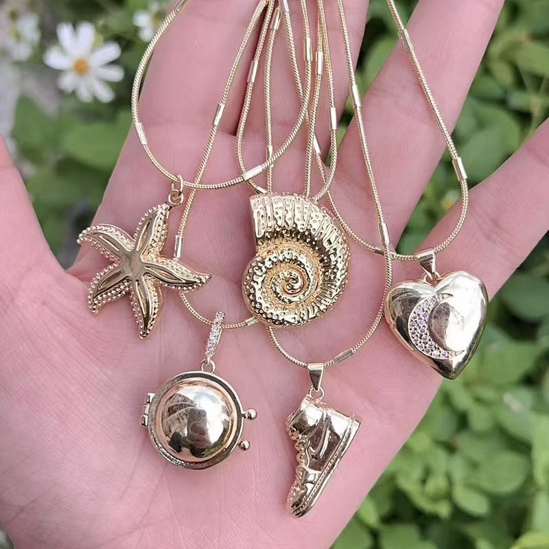 Collar De Estrella De Mar De Cobre Bañado En Oro