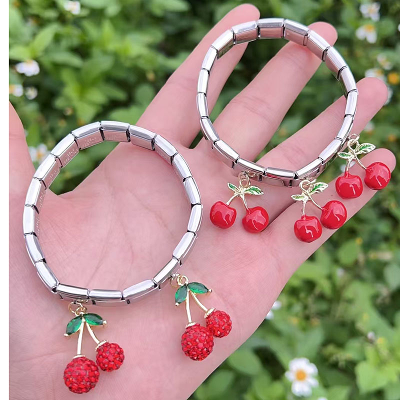 Pulsera Modular De Cerezas De Cobre Y Diamantes