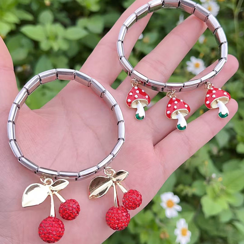 Pulsera Modular De Cerezas De Cobre Y Diamantes