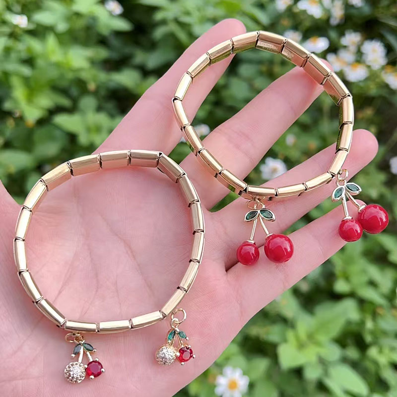 Pulsera Modular De Cerezas De Cobre Y Diamantes