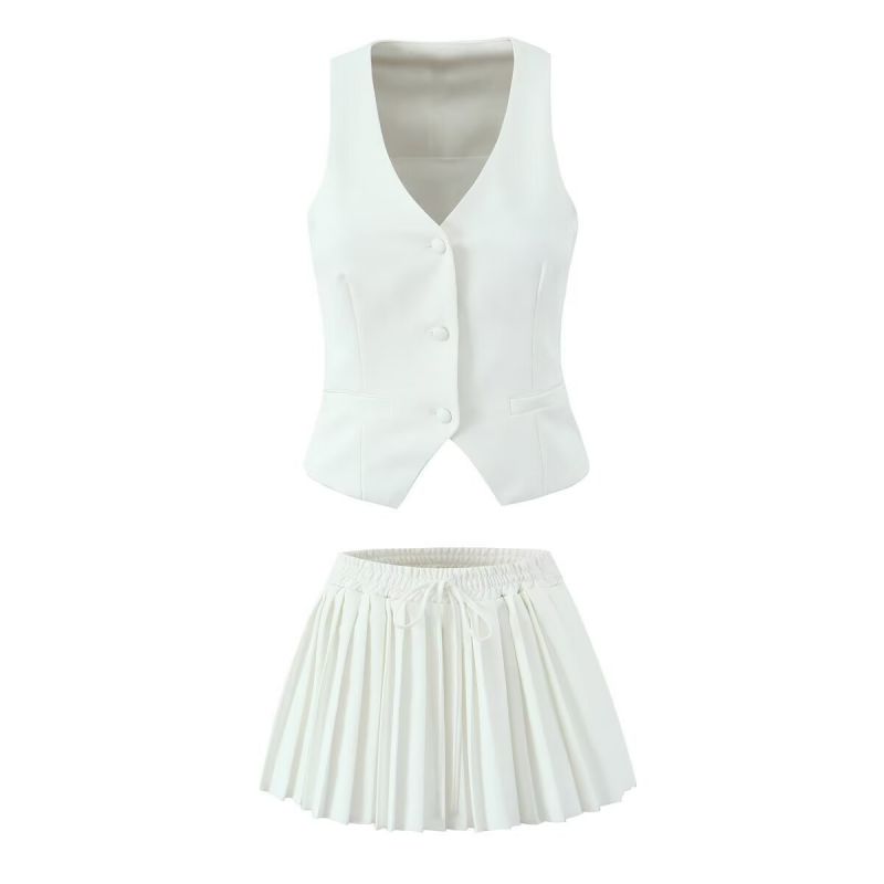 White Vest Top Sleeveless Button Suit Vest
