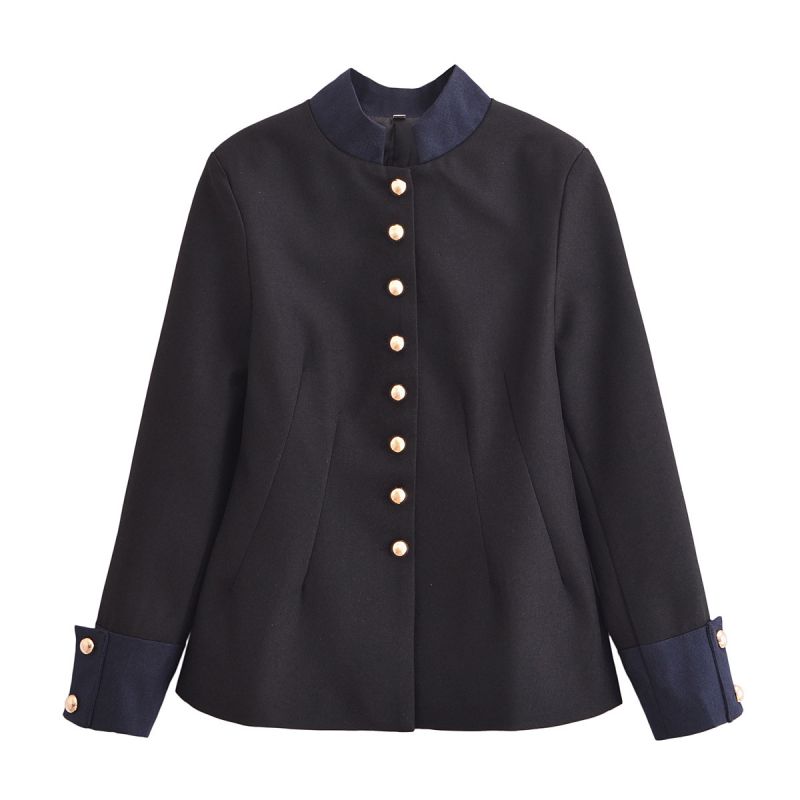 Chaqueta Con Botones Y Cuello Alto