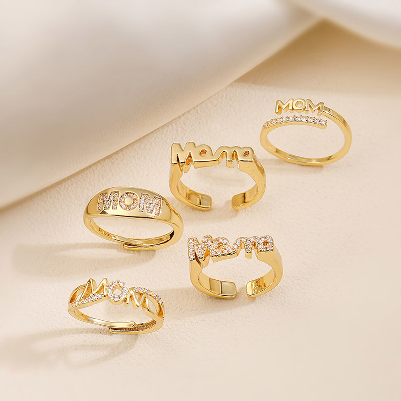 E Copper Letter Round Ring