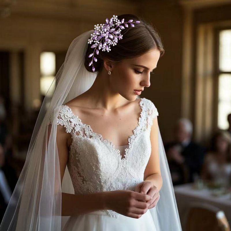 Diadema Tejida Con Hojas Y Diamantes De Imitación
