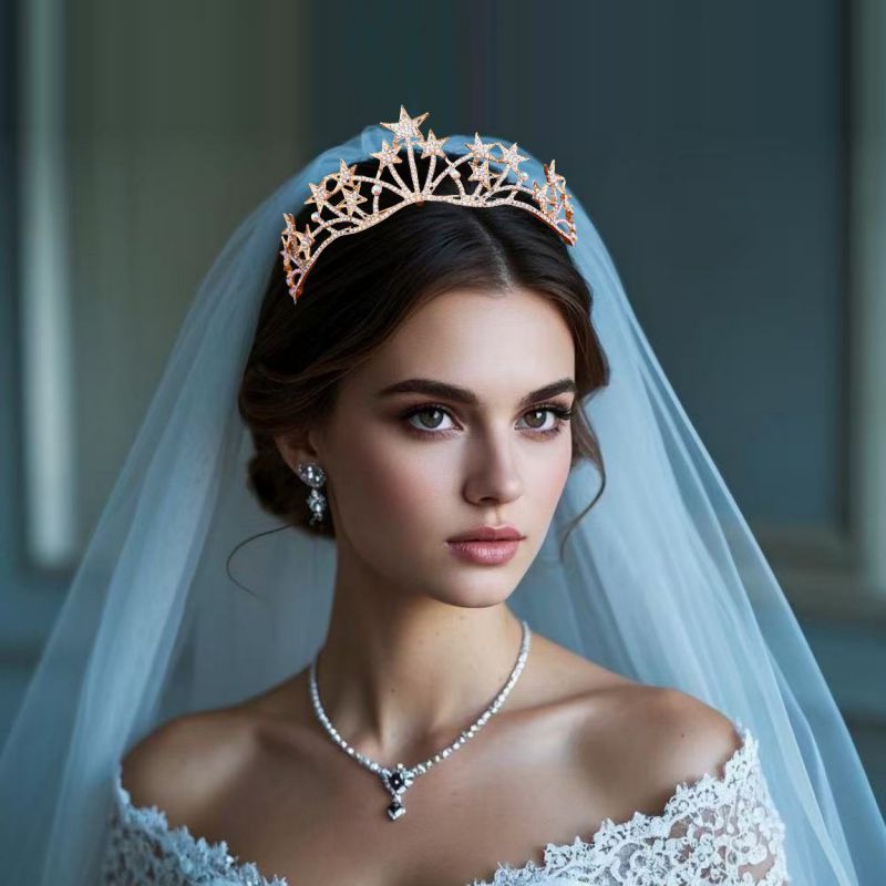 Gold Alloy Diamond Five-pointed Star Crown