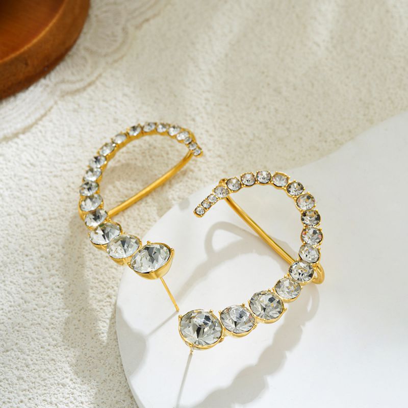 Crystal Elf Ear Hook T297 Round Crystal Earrings