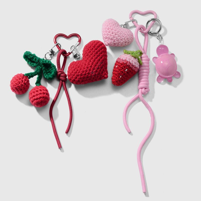 1 Red Heart Cherry Keychain Red Love Cherry Keychain