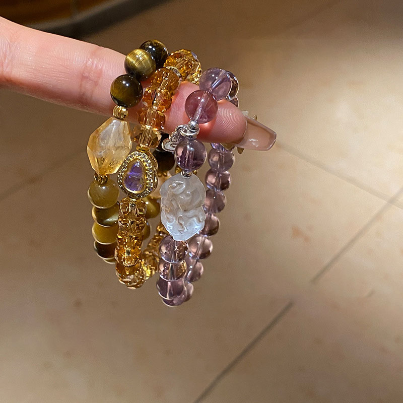 Bracelet-gold Crystal Beaded Bracelet