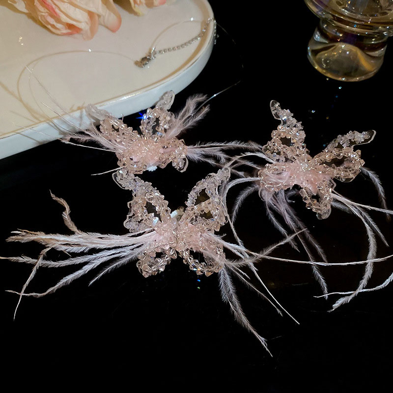 Clip Para Oreja De Mariposa De Resina Con Plumas De Ganso