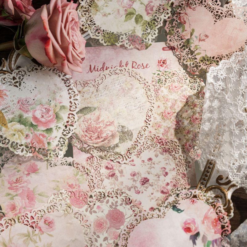 Flower Field Memory Lace Floral Notebook Collage Base Material Paper