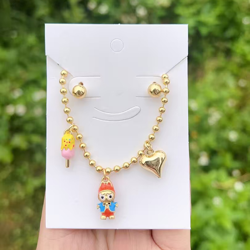 Conjunto De Collar Y Pendientes Con Dibujos De Cuentas Redondas Y Geométricas De Cobre