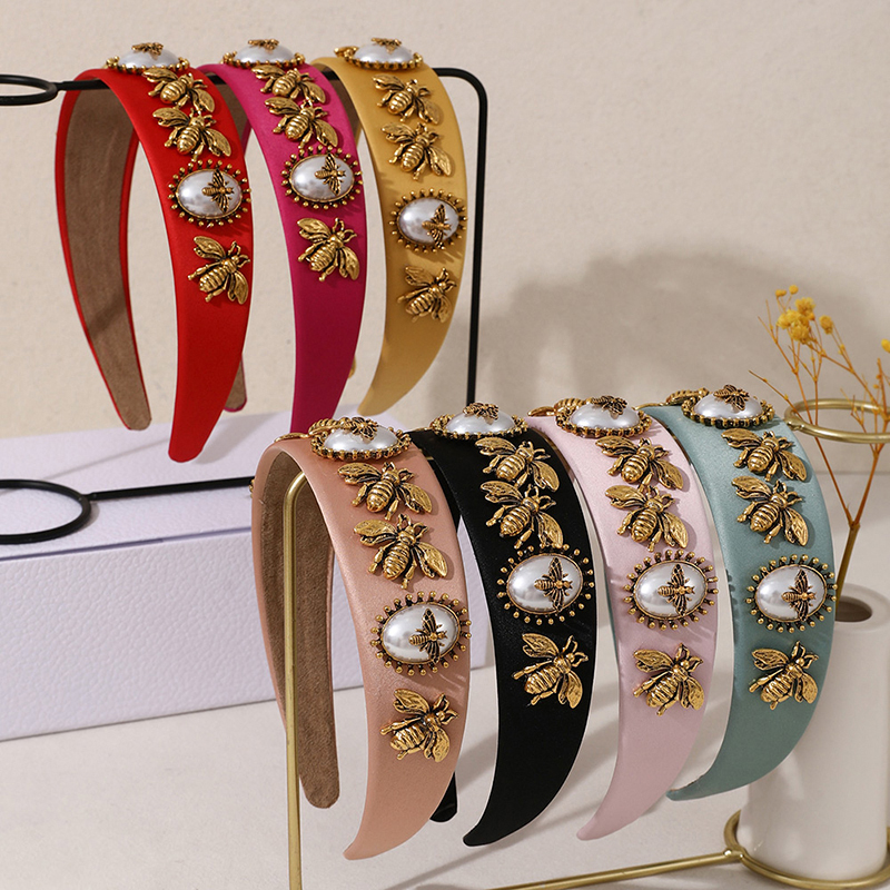 Red Alloy Pearl Bee Headband