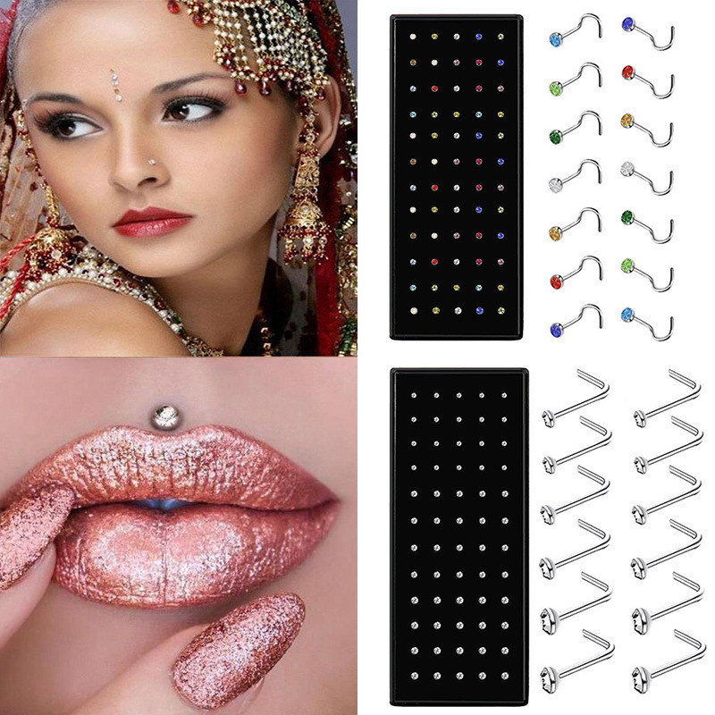 Piercing Para La Nariz Geométrico Con Forma De Diamante De Acero Inoxidable
