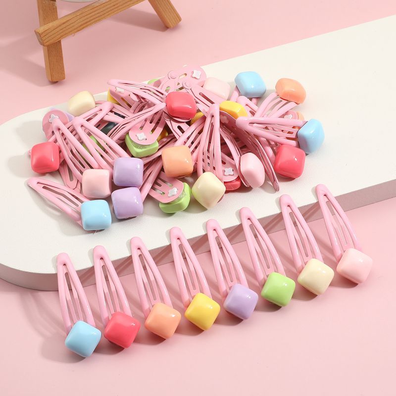 Milky White (1 Piece) Resin Square Children's Hairpin (1 Piece)