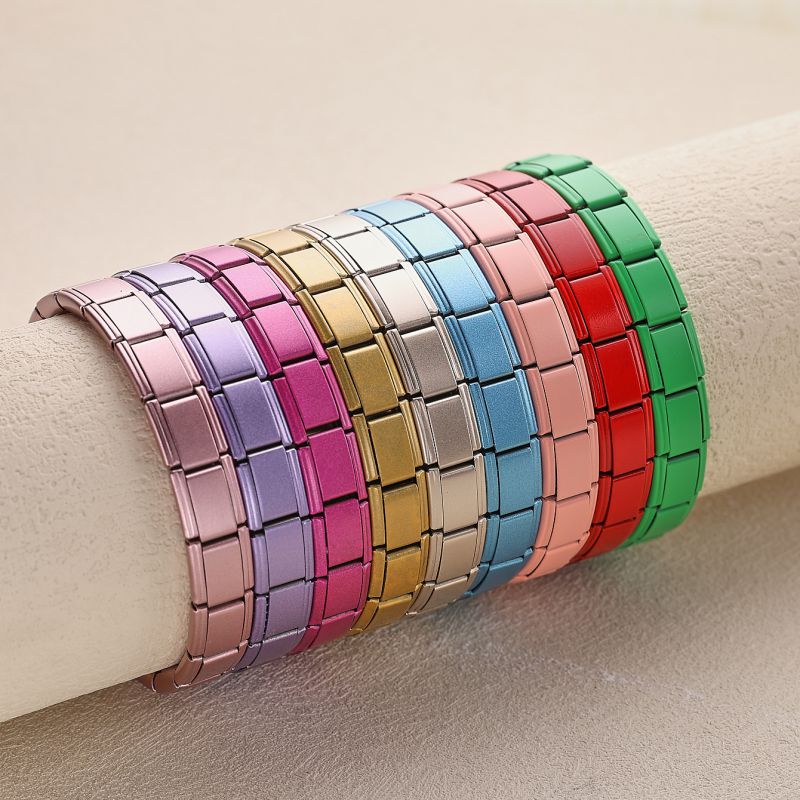 Pulsera Modular Cuadrada Geométrica De Acero Inoxidable