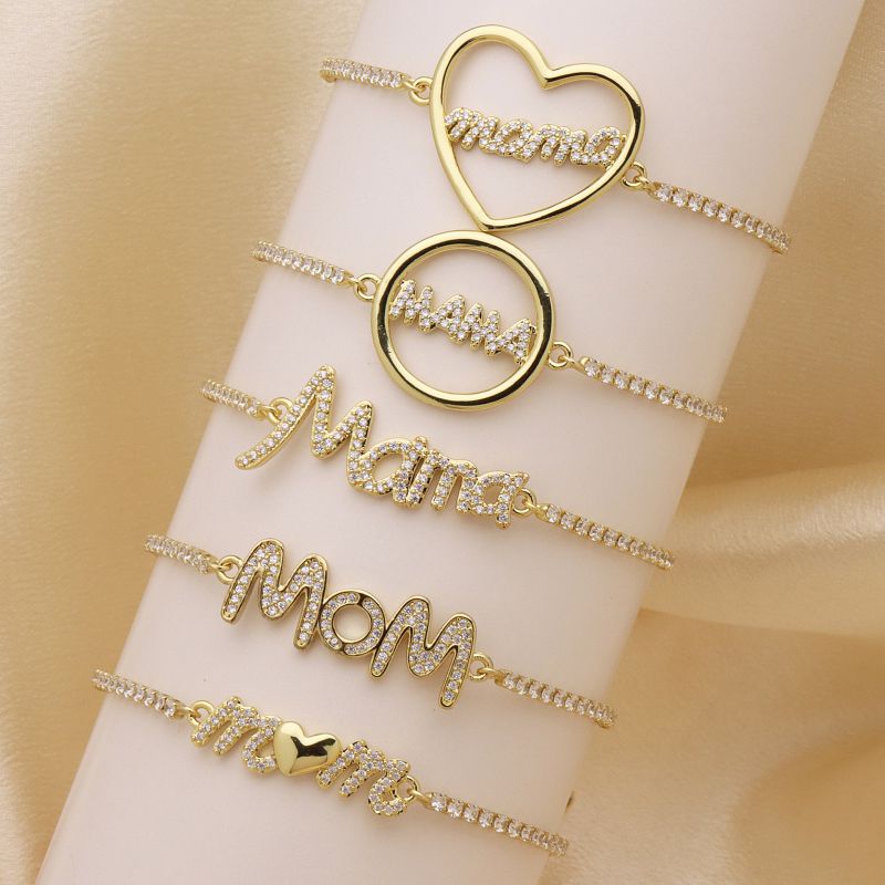 Pulsera De Letras De Diamantes De Cobre