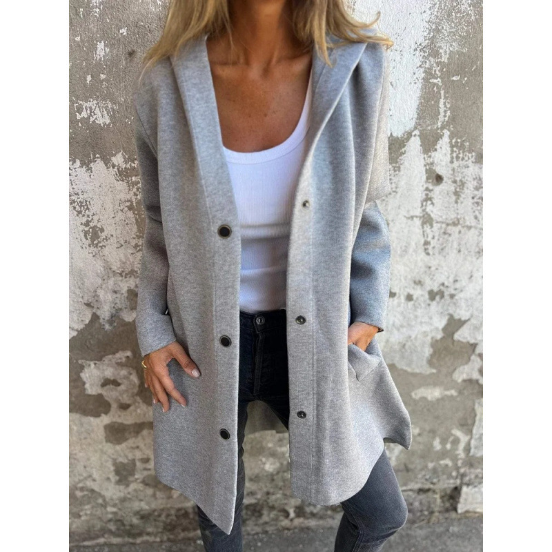 Chaqueta Con Capucha De Un Solo Pecho