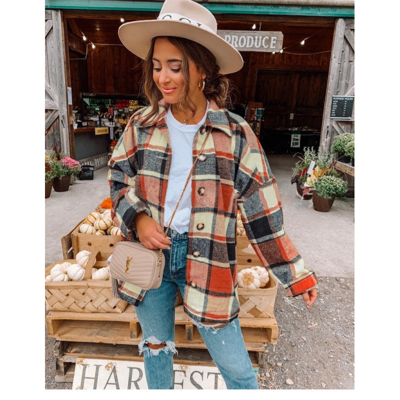 Chaqueta De Cuadros Con Solapa De Algodón