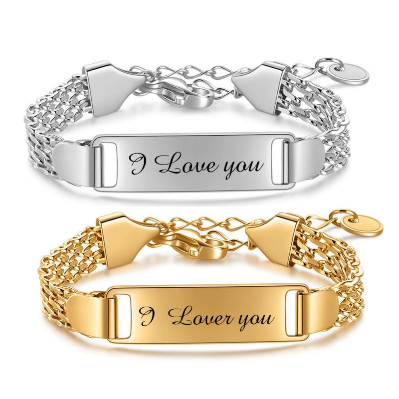 Pulsera Larga Lisa De Acero De Titanio Personalizada
