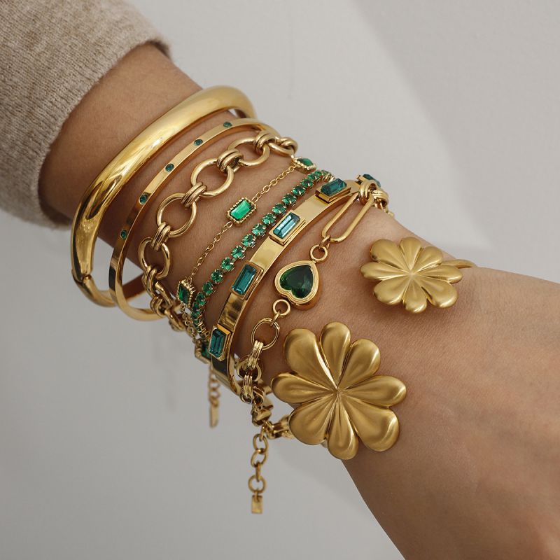 Pulsera De Flores De Acero Inoxidable