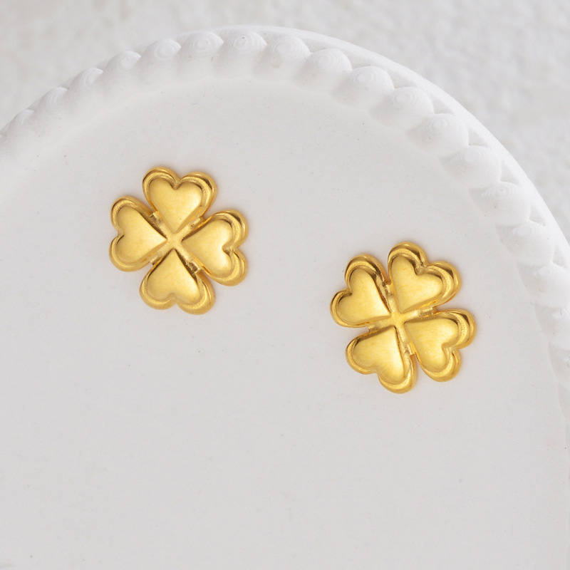Gold Stainless Steel Petal Earrings