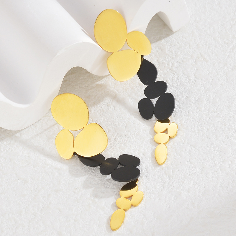 Black Stainless Steel Irregular Earrings