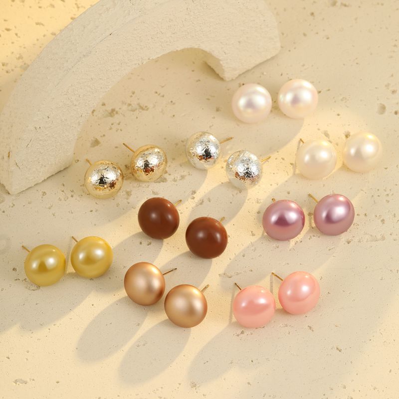 Earring 1# Stainless Steel Round Pearl Earrings