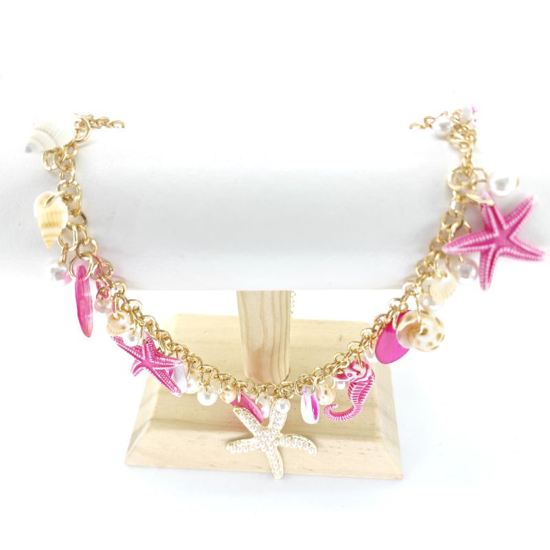 Style【1】 Metal Starfish Conch Necklace