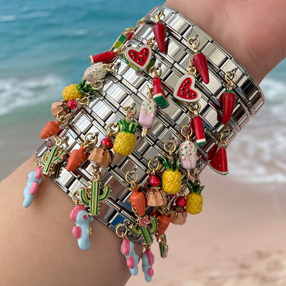 Pulsera Cuadrada Con Diseño De Gota De Aceite De Acero De Titanio