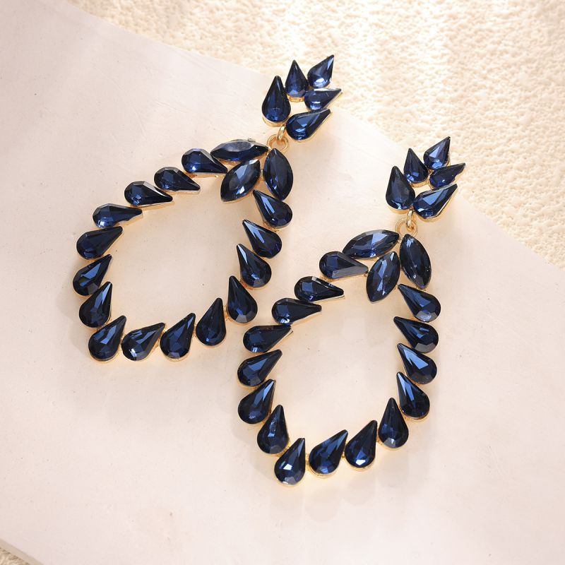Pendientes De Aleación Con Forma De Lágrima De Diamantes