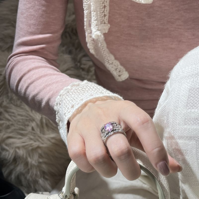Anillo Redondo De Cobre Y Diamantes