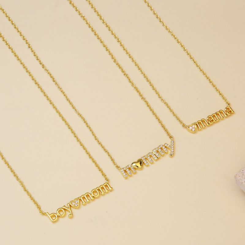 Necklace 6 Copper Plated Gold Diamond Heart Letter Necklace