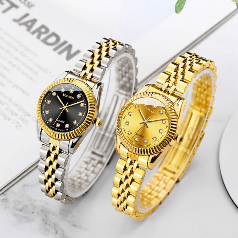 Golden Trumpet Stainless Steel Diamond Round Dial Watch
