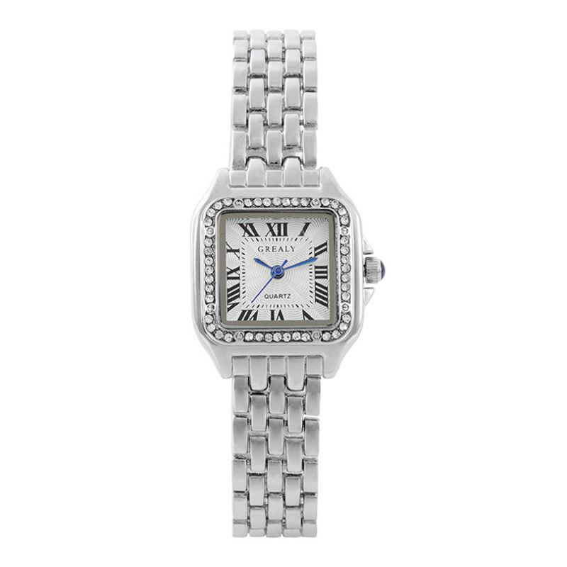 Diamond Gold Stainless Steel Diamond Square Watch
