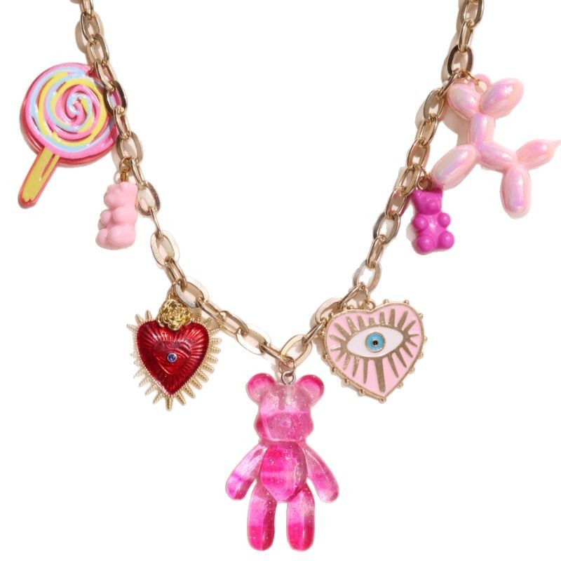 B Alloy Sun Bear Balloon Dog Pendant Necklace