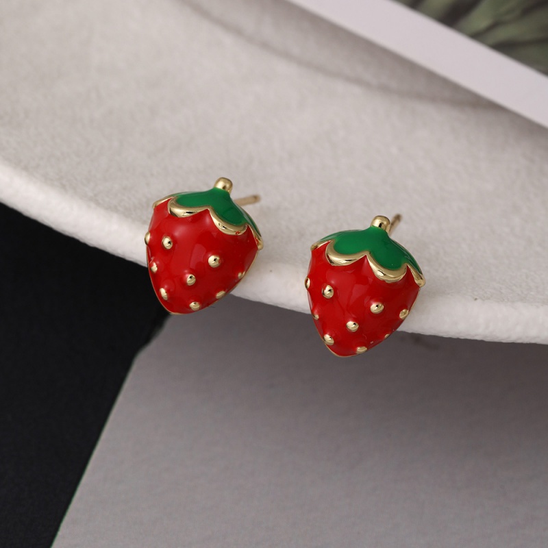 Pendientes De Fresa Con Gotas De Aceite De Cobre