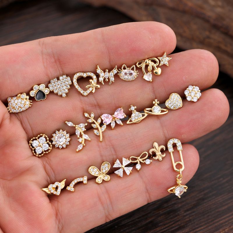 Earring 1# Stainless Steel Diamond Geometric Piercing Earrings [single]