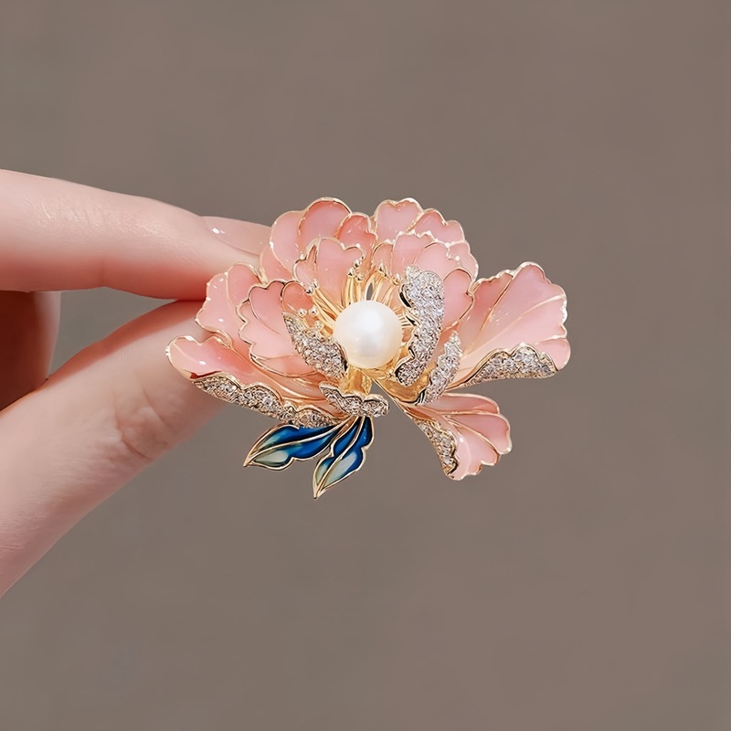 Pink Peony Brooch Alloy Flower Brooch