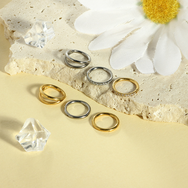 Anillo De Nariz Perforante Redondo Con Diamantes De Acero Y Titanio