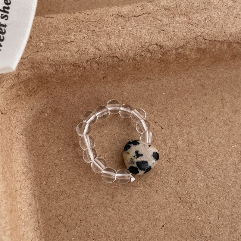 Spotted Love Ring T131 Crystal Beaded Heart Ring