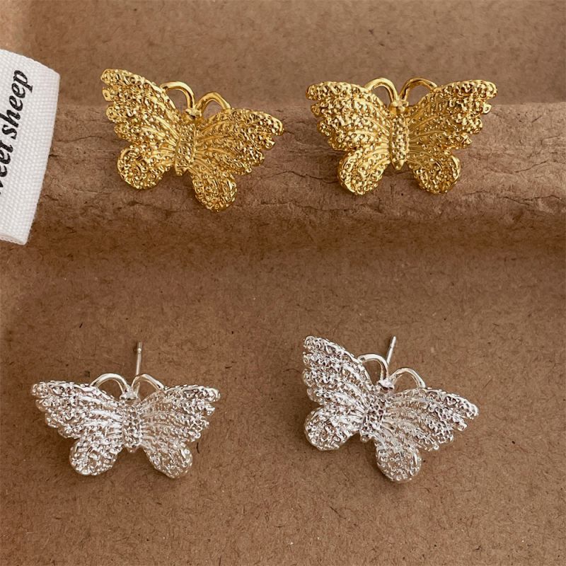 Gold Metal Butterfly Earrings