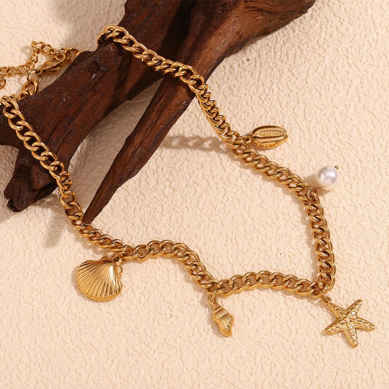 Collar Con Colgante De Concha De Estrella De Mar De Acero Inoxidable