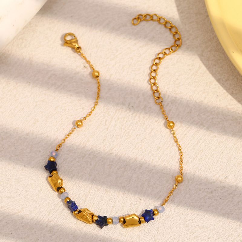 Beaded Five-pointed Star Bracelet-gold Stainless Steel Gold-plated Beaded Five-pointed Star Bracelet