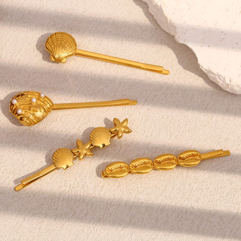 Sawtooth Conch Hairpin - Gold Stainless Steel Gold-plated Conch Hairpin